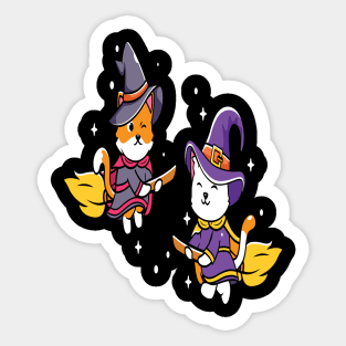 Funny Cat Little Witches Halloween Sticker